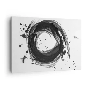 Impression sur toile - Image sur toile - Abstraction noire en forme de cercle sur fond blanc - 70x50cm - Le tourbillon de la création - Décoration murale moderne pour le salon et la chambre ARTTOR