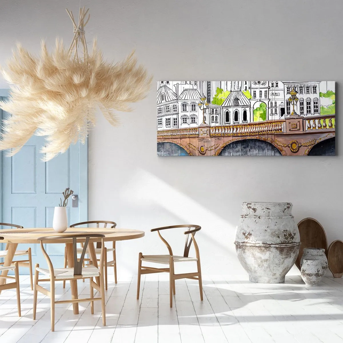 Impression sur toile - Image sur toile - Une ville comme peinte - 100x40 cm