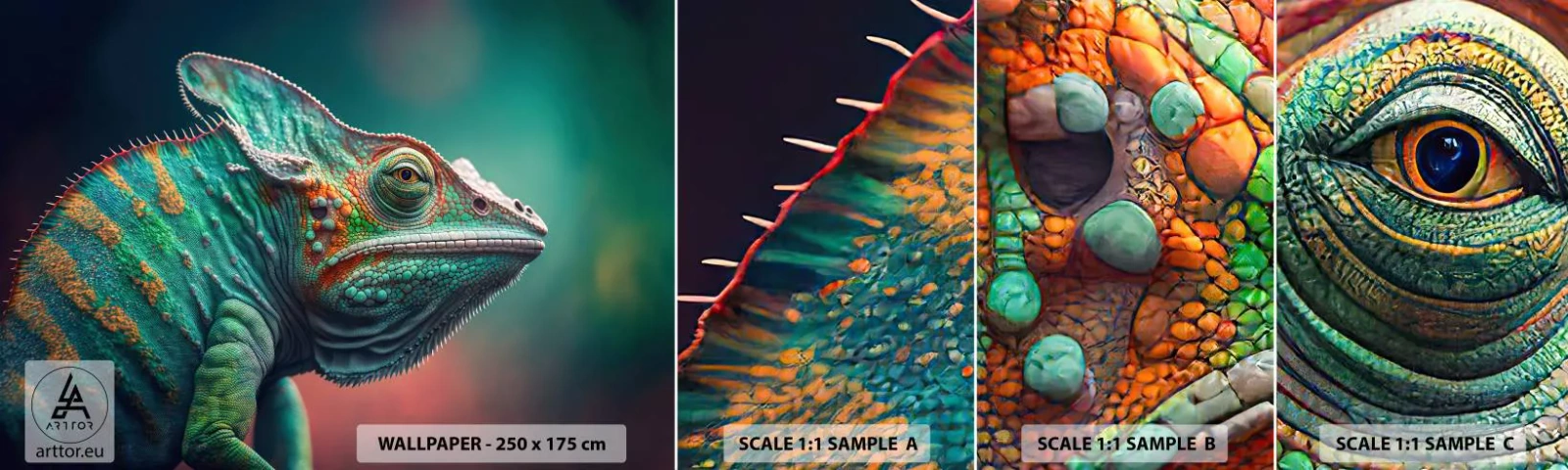 Échantillon De Papier Peint Standard Eco - Vous me voyez? Pas bien… - Caméléon, Animaux, Reptile - 100x30 cm