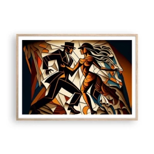 Affiche dans un chêne clair - Poster - Danse de passion et de volupté - 100x70 cm