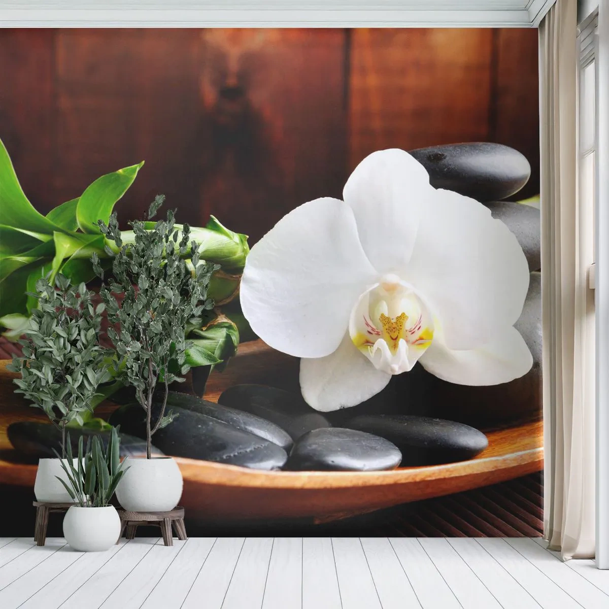 Papier Peint Photo Premium Canvas - Cédez au contact de la nature - Fleurs, Orchidée, Orchidée - 350x256 cm