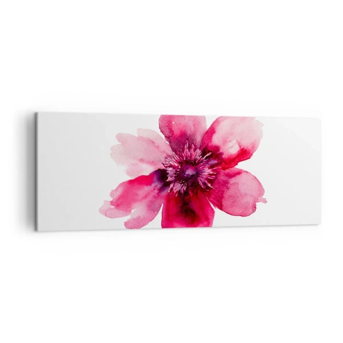 Impression sur toile - Image sur toile - Fleur rose dans un style aquarelle sur fond blanc - 140x50cm - Un baiser parfumé au carmin - Décoration murale moderne pour le salon et la chambre ARTTOR