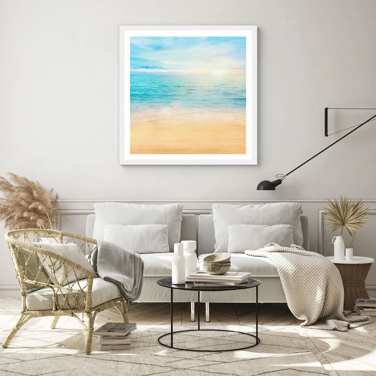 Affiche dans un cadre blanc - Poster - Le grand bleu - 30x30 cm