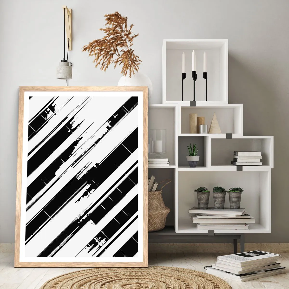 Affiche dans un chêne clair - Poster - Une composition intense et dynamique - 40x50 cm