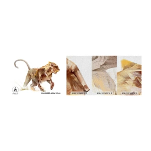 Échantillon de Papier Peint Premium Canvas - Grâce sauvage - Animaux, Lion, Abstraction - 100x30 cm