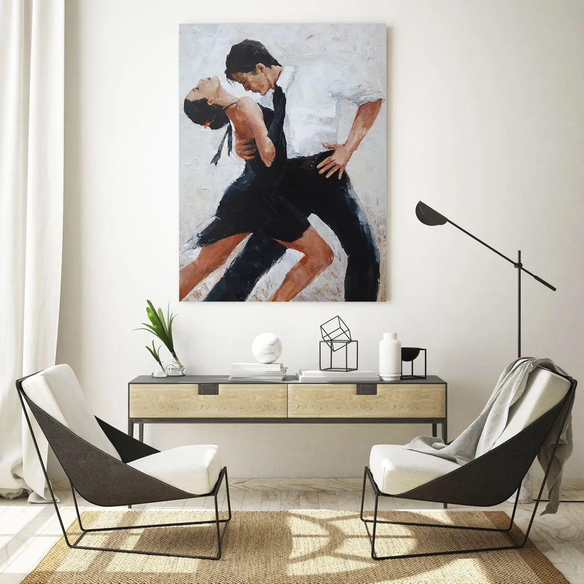 Impression sur verre - Image sur verre - Un couple dansant le tango dans une pose dynamique - 50x70cm - Tango de mes rêves et pensées - Décoration murale moderne pour le salon et la chambre ARTTOR