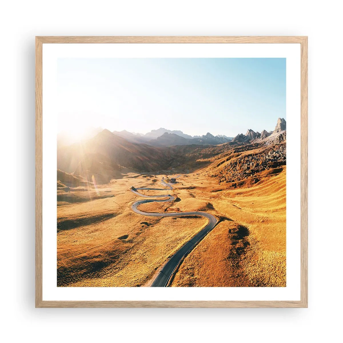 Affiche dans un chêne clair - Poster - Dans une vallée dorée - 60x60 cm