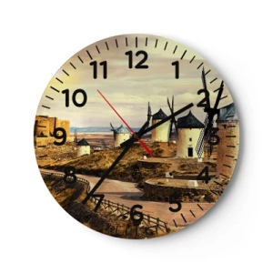 Horloge murale - Pendule murale - Don Quichotte est sur le point d'arriver - 30x30 cm