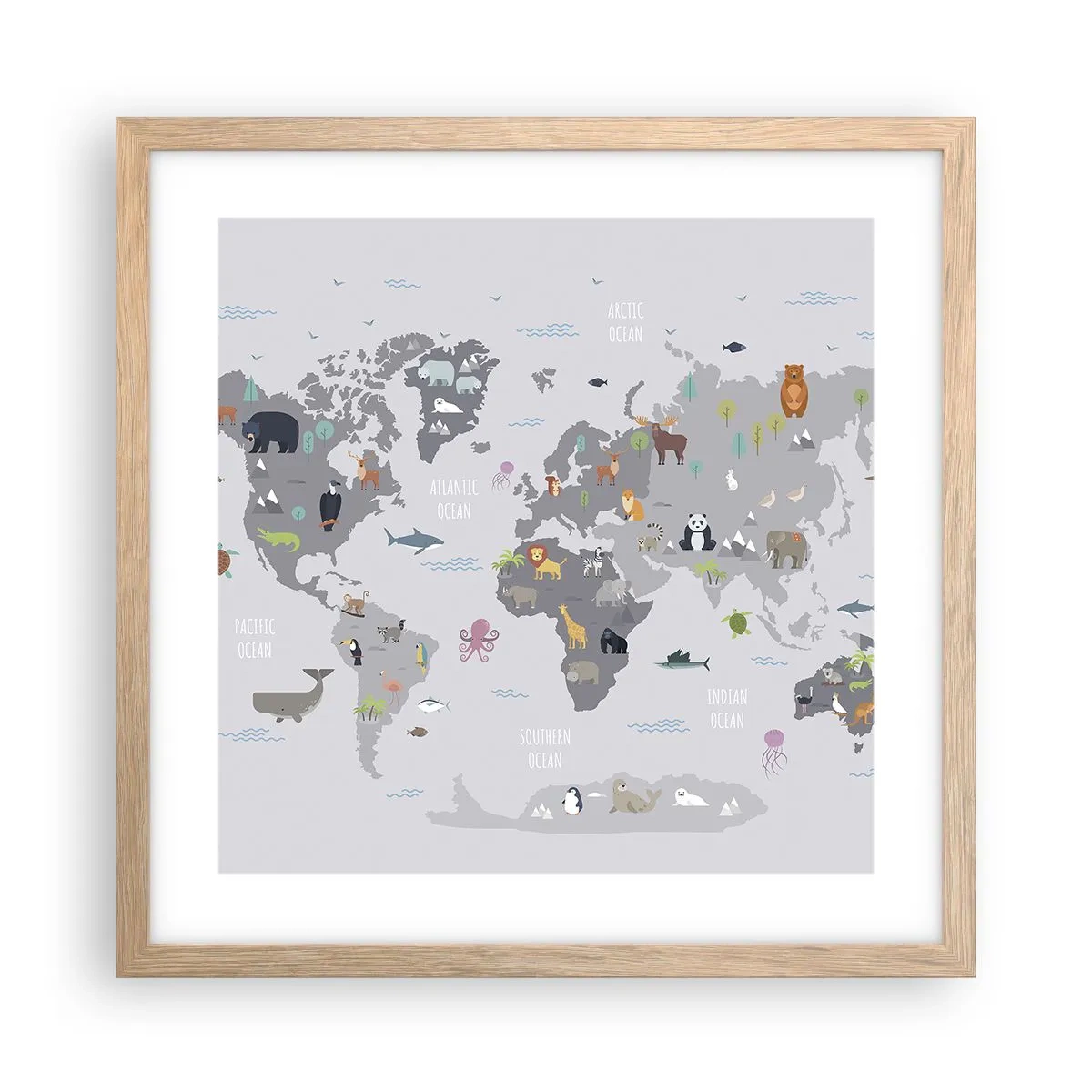 Affiche dans un chêne clair - Poster - Dis-moi d'où tu viens... - 40x40 cm