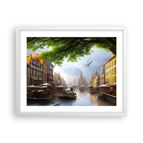 Affiche dans un cadre blanc - Poster - Paysage urbain néerlandais - 50x40 cm