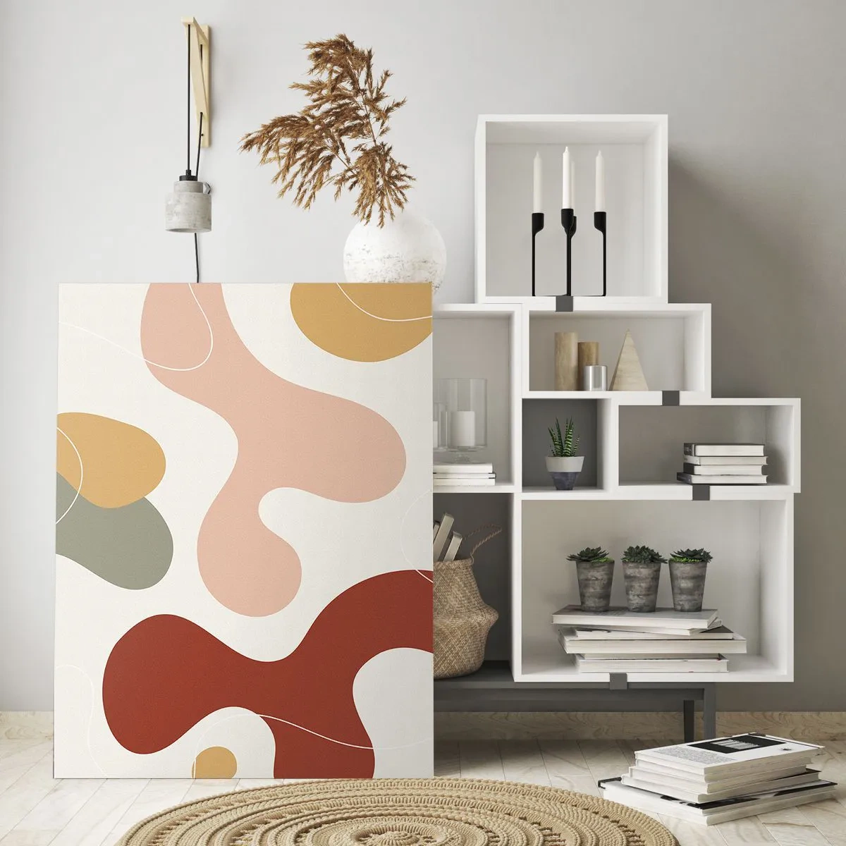 Impression sur verre - Image sur verre - Composition abstraite de formes organiques - 50x70cm - Entrelac - Décoration murale moderne pour le salon et la chambre ARTTOR