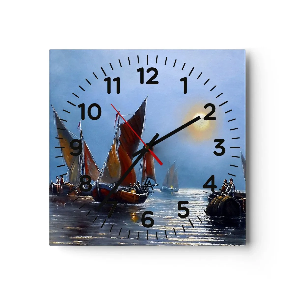 Horloge murale - Pendule murale - Pêche de nuit - 40x40 cm
