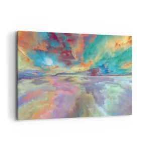 Impression sur toile - Image sur toile - Paysage de nuages colorés dans un style abstrait - 100x70cm - Deux paradis - Décoration murale moderne pour le salon et la chambre ARTTOR