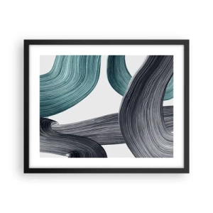 Affiche dans un cadre noir - Poster - Sentiers émeraude et noirs - 50x40 cm