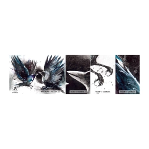 Échantillon de Papier Peint Autocollant Deluxe Sticker - Le corbeau des corbeaux - Abstraction, Oiseau, Animaux - 100x30 cm