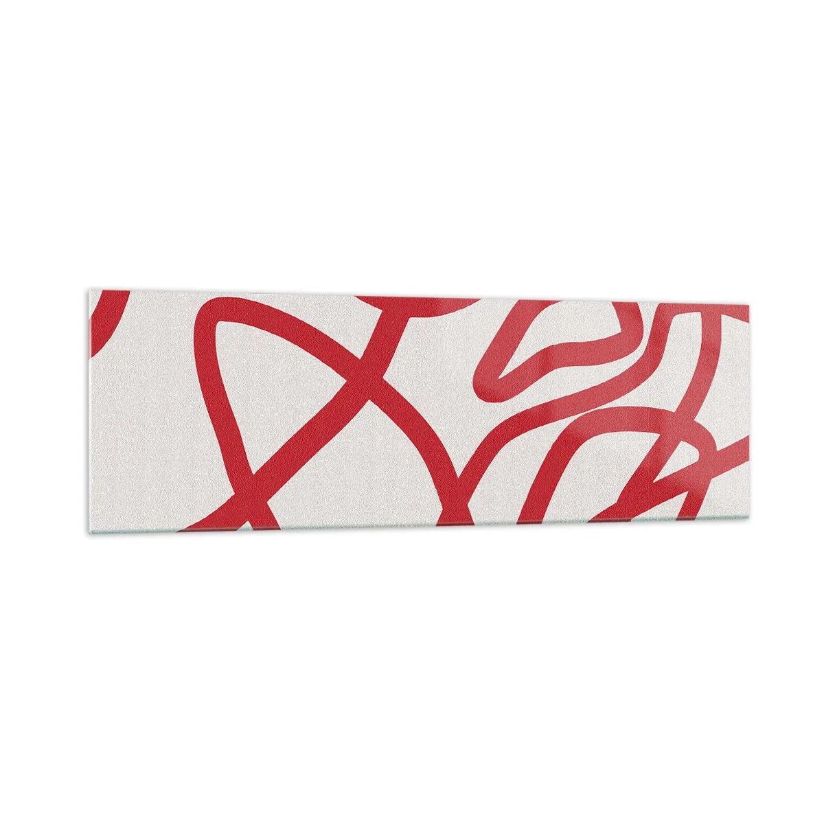 Impression sur verre - Image sur verre - Lignes abstraites rouges sur fond blanc - 160x50cm - Rouge sur blanc - Décoration murale moderne pour le salon et la chambre ARTTOR