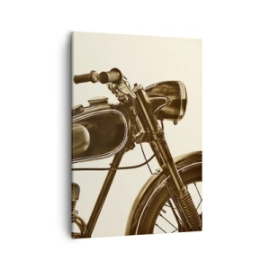 Impression sur toile - Image sur toile - Une moto rétro vintage sur fond clair - 50x70cm - Nostalgie du classique - Décoration murale moderne pour le salon et la chambre ARTTOR