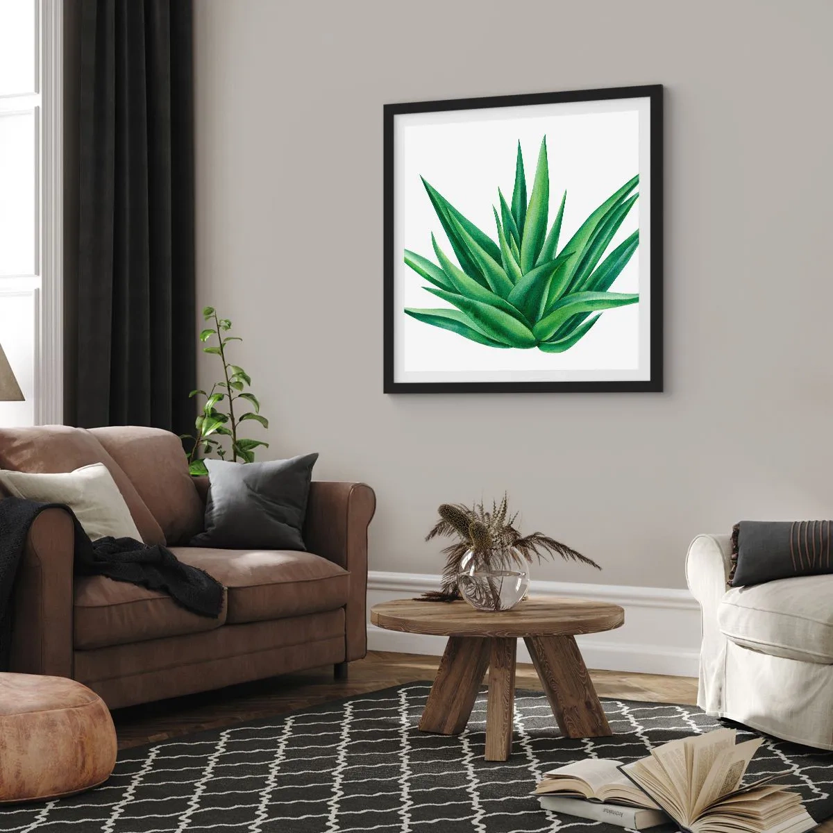 Affiche dans un cadre noir - Poster - Vert – force – vie - 30x30 cm