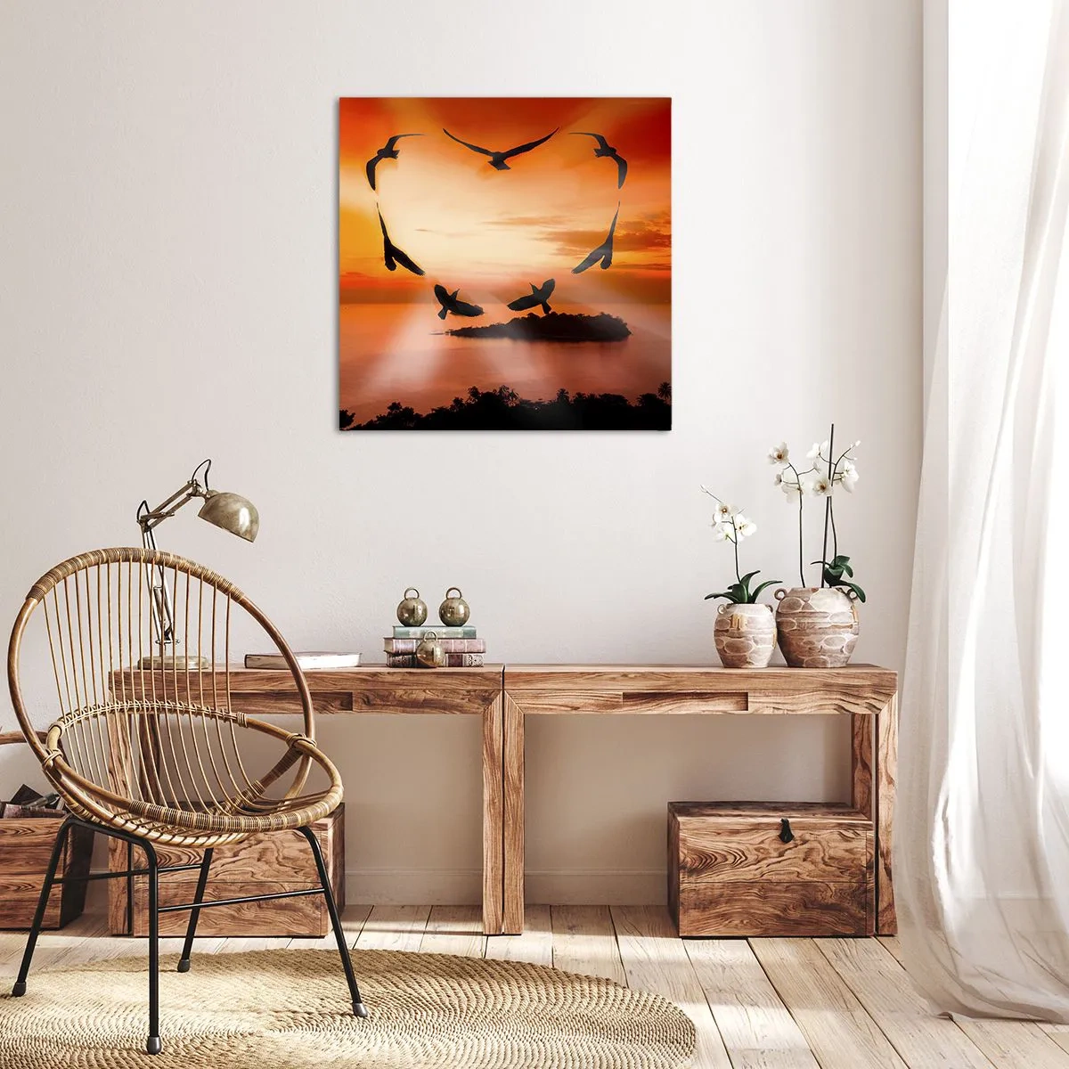 Impression sur toile - Image sur toile - Aimer le monde comme les oiseaux - 60x60 cm