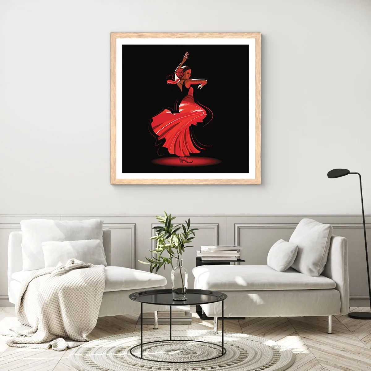 Affiche dans un chêne clair - Poster - L'esprit fougueux du flamenco - 40x40 cm