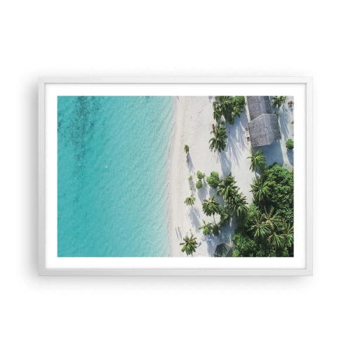 Affiche dans un cadre blanc - Poster - Vacances au paradis - 70x50 cm