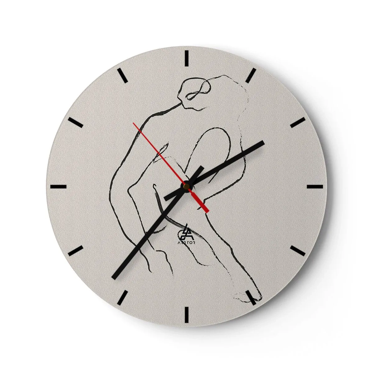 Horloge murale - Pendule murale - Une esquisse délicate d'une silhouette féminine sur un fond clair - 30x30cm - Croquis intime - Décoration murale moderne pour le salon, la cuisine et la chambre ARTTOR