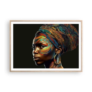 Affiche dans un chêne clair - Poster - reine africaine - 100x70 cm