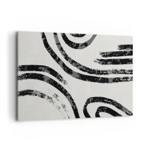 Impression sur toile - Image sur toile - Lignes abstraites noires et blanches sur fond clair - 120x80cm - À moitié arrêté - Décoration murale moderne pour le salon et la chambre ARTTOR