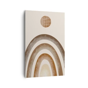 Impression sur toile - Image sur toile - Motif planétaire géométrique dans les tons de marron - 80x120cm - Dans une galaxie lointaine - Décoration murale moderne pour le salon et la chambre ARTTOR