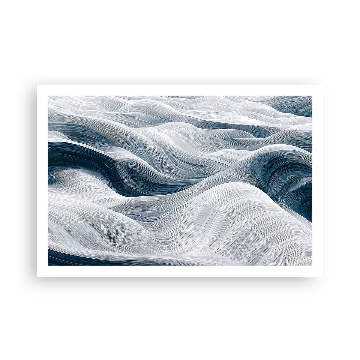 Affiche - Poster - Vagues blanches et bleues - 91x61 cm