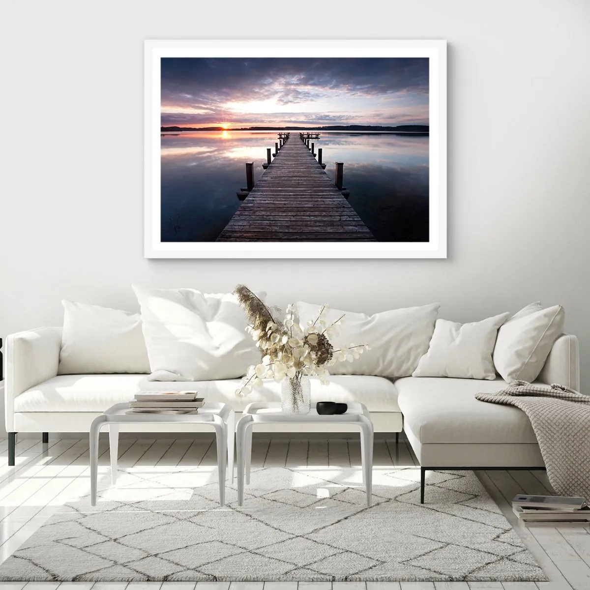 Affiche dans un cadre blanc - Poster - Une frontière tranquille entre le jour et la nuit - 40x30 cm