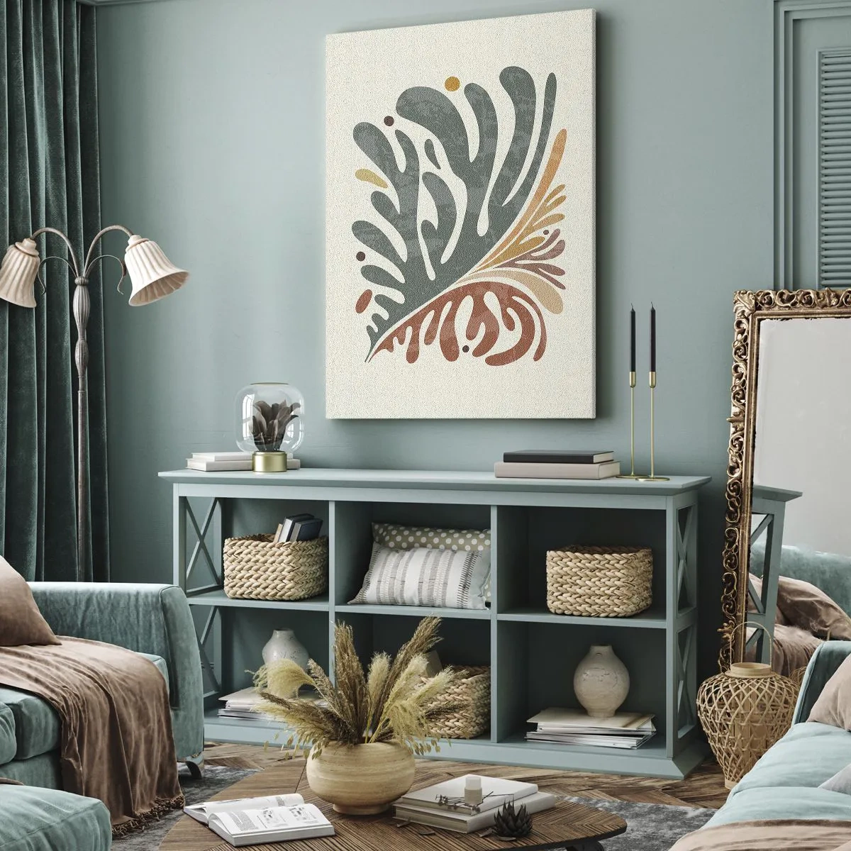 Impression sur toile - Image sur toile - Feuille abstraite colorée sur fond clair - 80x120cm - Feuille multicolore - Décoration murale moderne pour le salon et la chambre ARTTOR