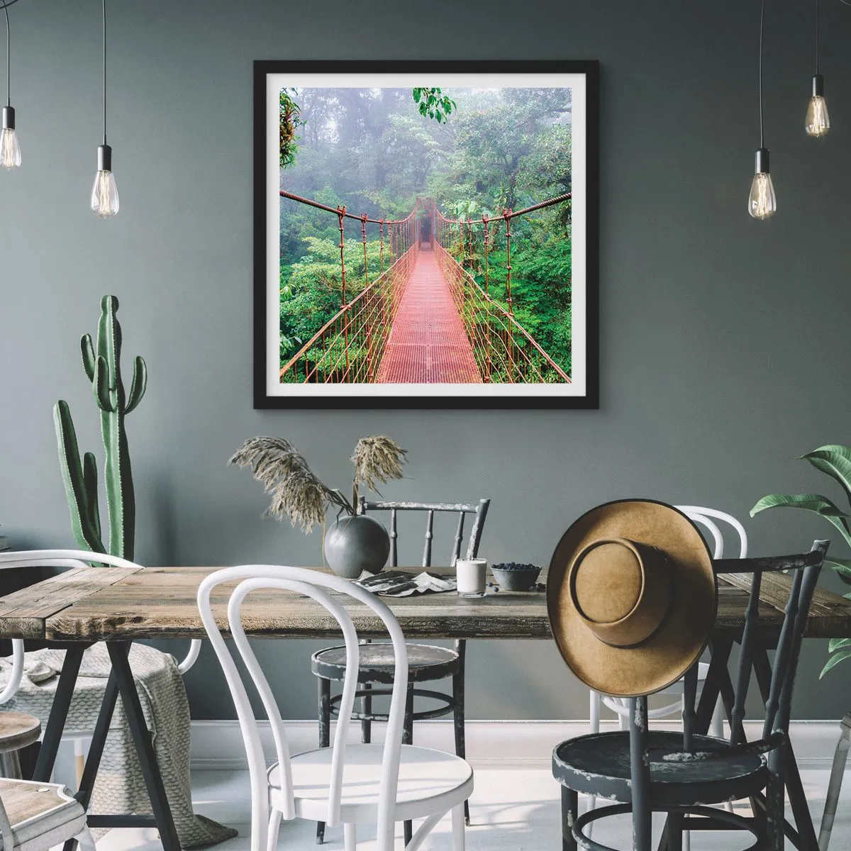 Affiche dans un cadre noir - Poster - Suspendu sur les couronnes - 40x40 cm