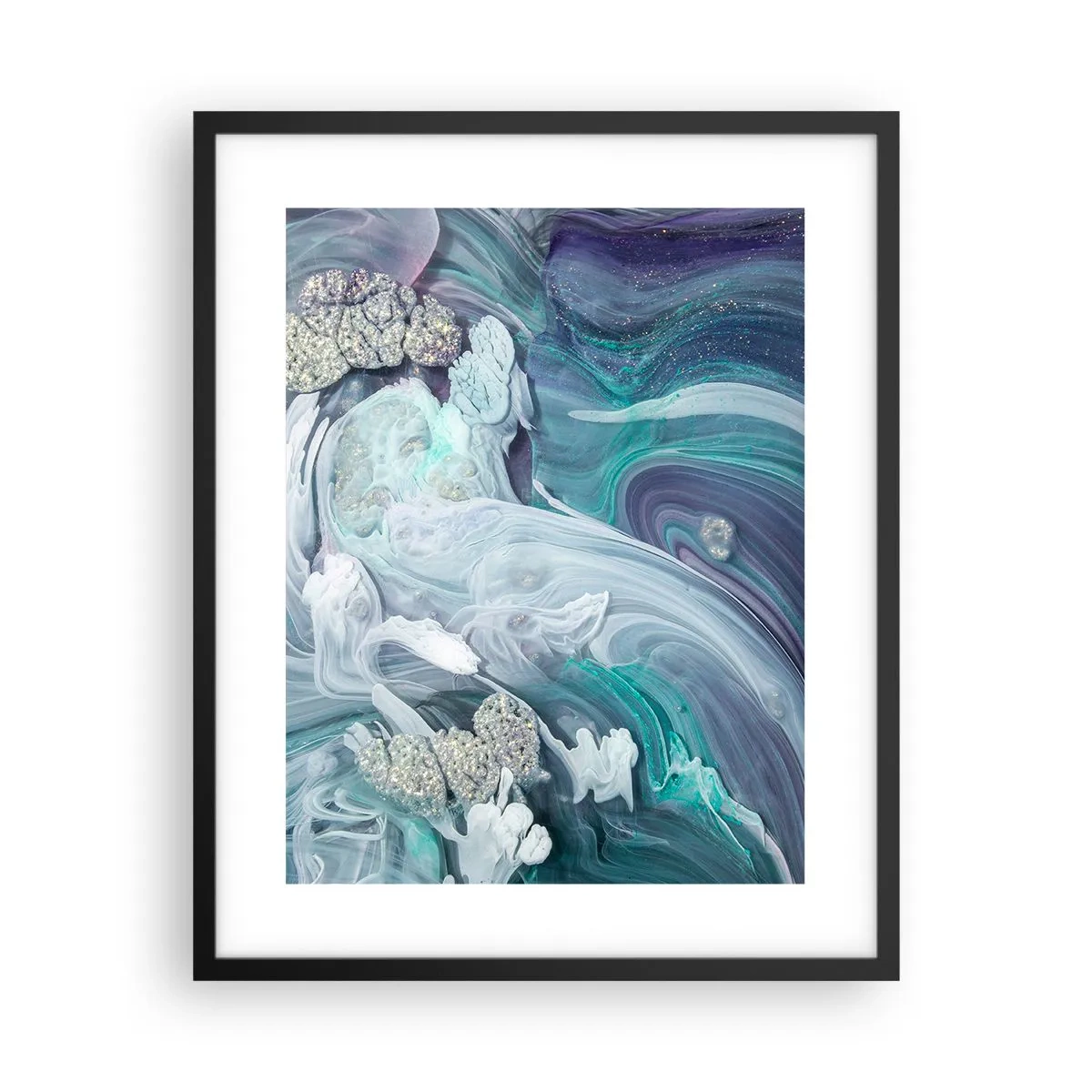 Affiche dans un cadre noir - Poster - Courants bleus - 40x50 cm