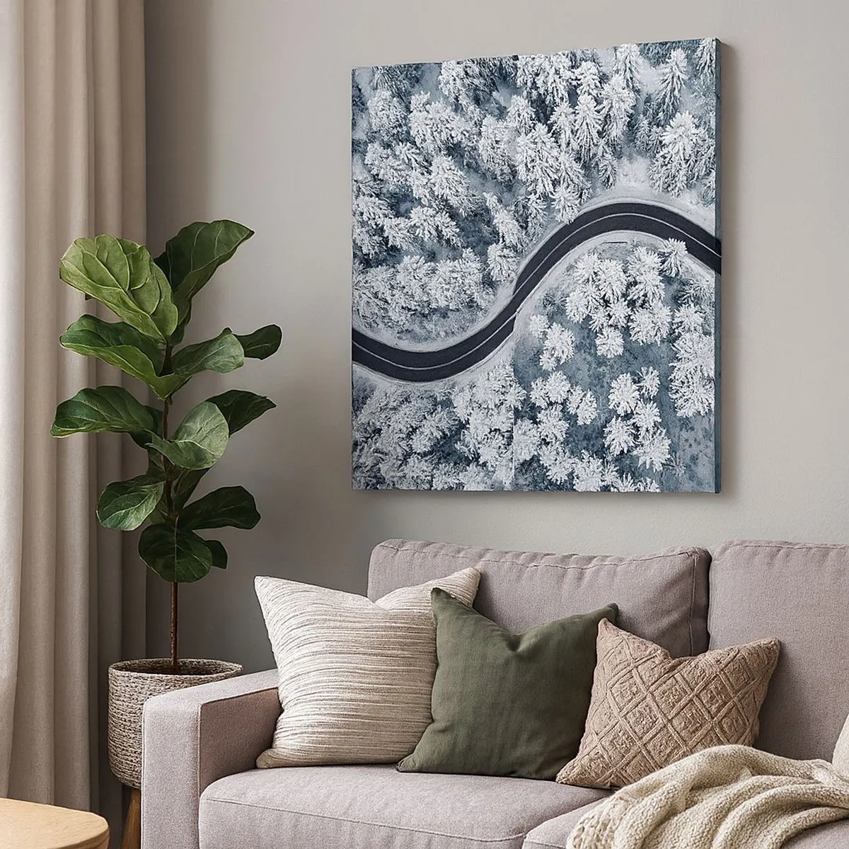 Impression sur toile - Image sur toile - À travers une forêt d'hiver - 30x30 cm