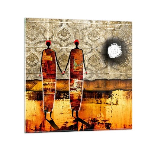 Impression sur verre - Image sur verre - Composition ethnique aux couleurs de l'Afrique - 30x30 cm