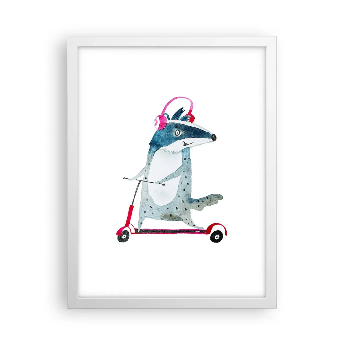 Affiche dans un cadre blanc - Poster - La joie du blaireau - 30x40 cm