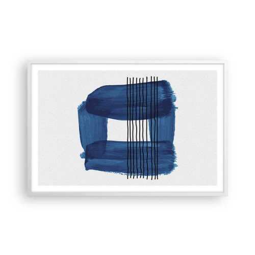 Affiche dans un cadre blanc - Poster - Composition noire-bleue - 91x61 cm