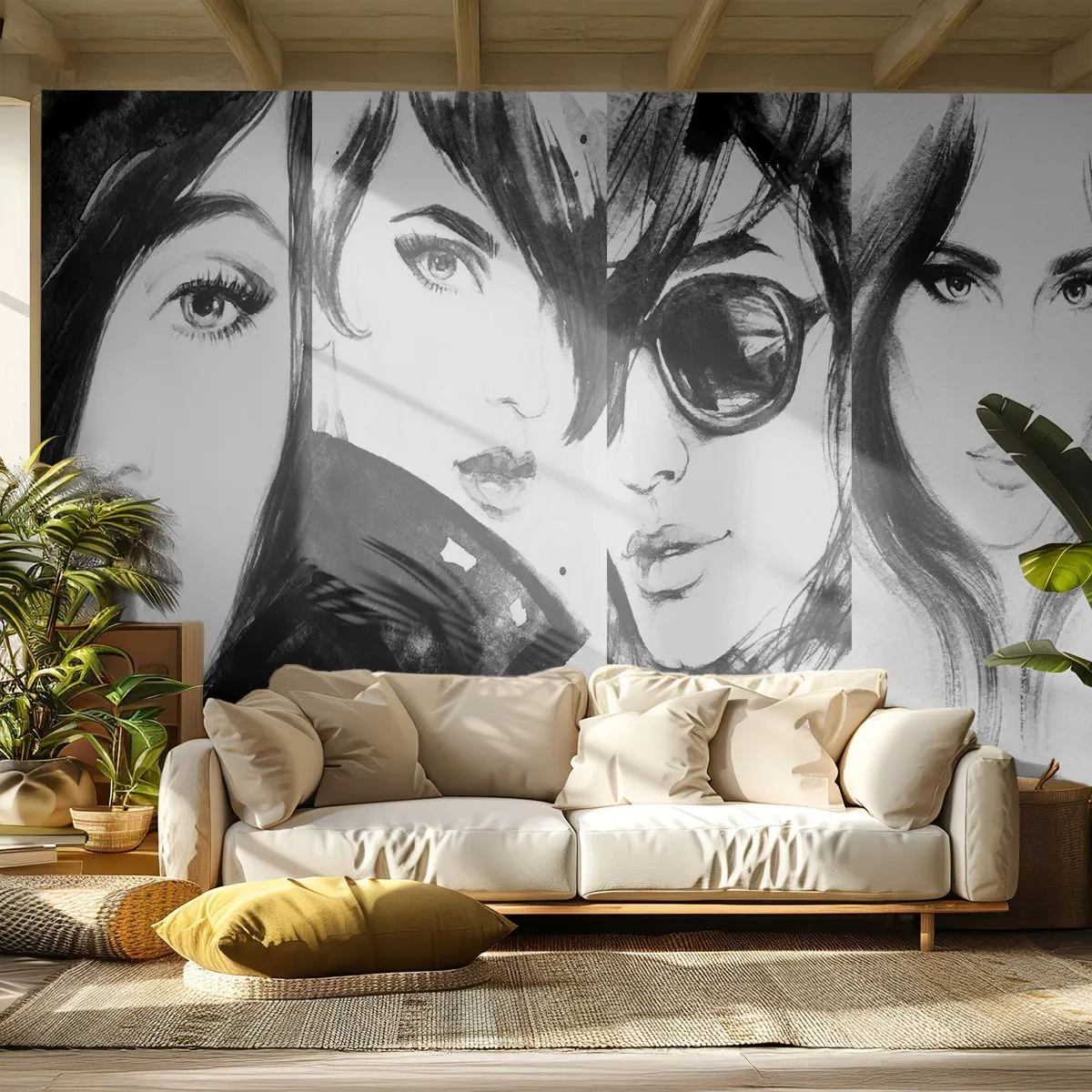 Papier Peint Autocollant Deluxe Sticker - La beauté multipliée - Femme, Les yeux de la femme, Portrait d'une femme - 250x175 cm