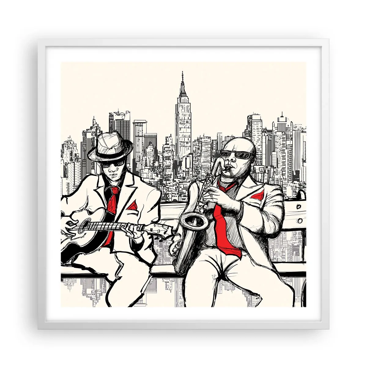 Affiche dans un cadre blanc - Poster - improvisation new-yorkaise - 60x60 cm