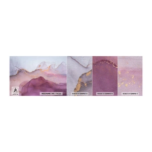 Échantillon de Papier Peint Premium Canvas - Vagues lilas et violettes - Abstraction, Morceau, Art moderne. - 100x30 cm