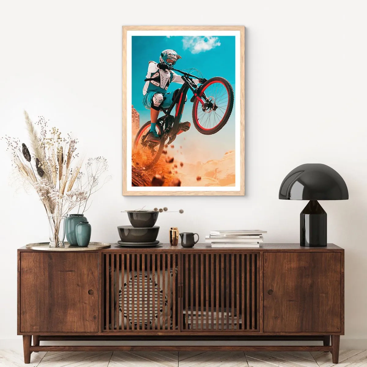 Affiche dans un chêne clair - Poster - Démon de la folie du vélo - 30x40 cm