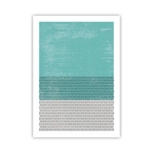 Affiche - Poster - Motif géométrique avec des éléments turquoise et blancs dans un style minimaliste - 50x70cm - Composition équilibrée - Décoration murale moderne pour le salon et la chambre ARTTOR