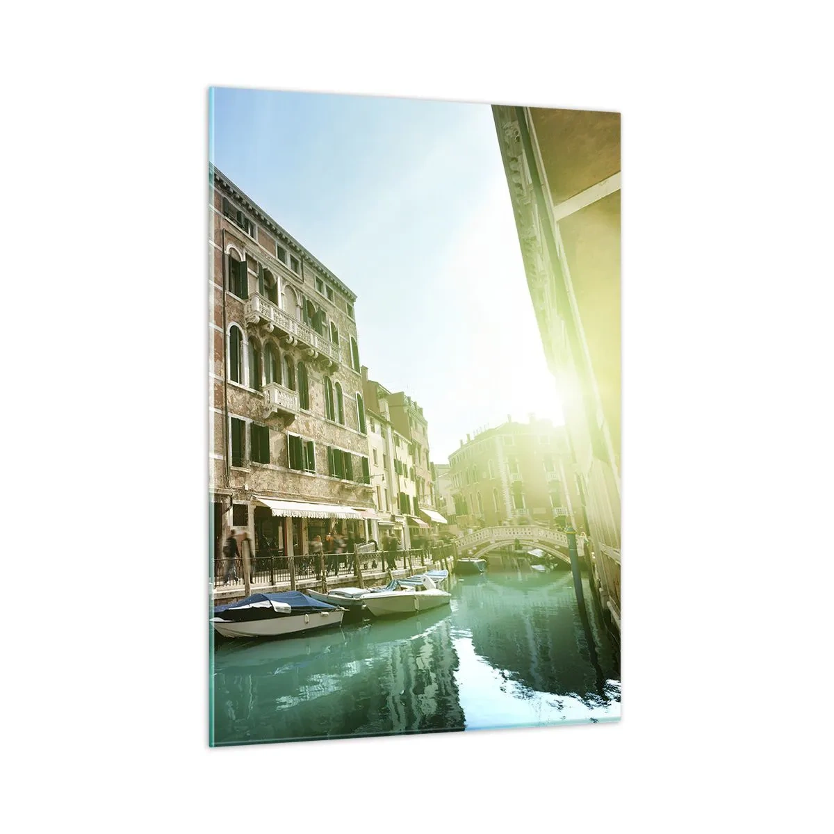 Impression sur verre - Image sur verre - Venise avec canal, pont et bâtiments historiques - 50x70cm - Venise - Amore Moi - Décoration murale moderne pour le salon et la chambre ARTTOR