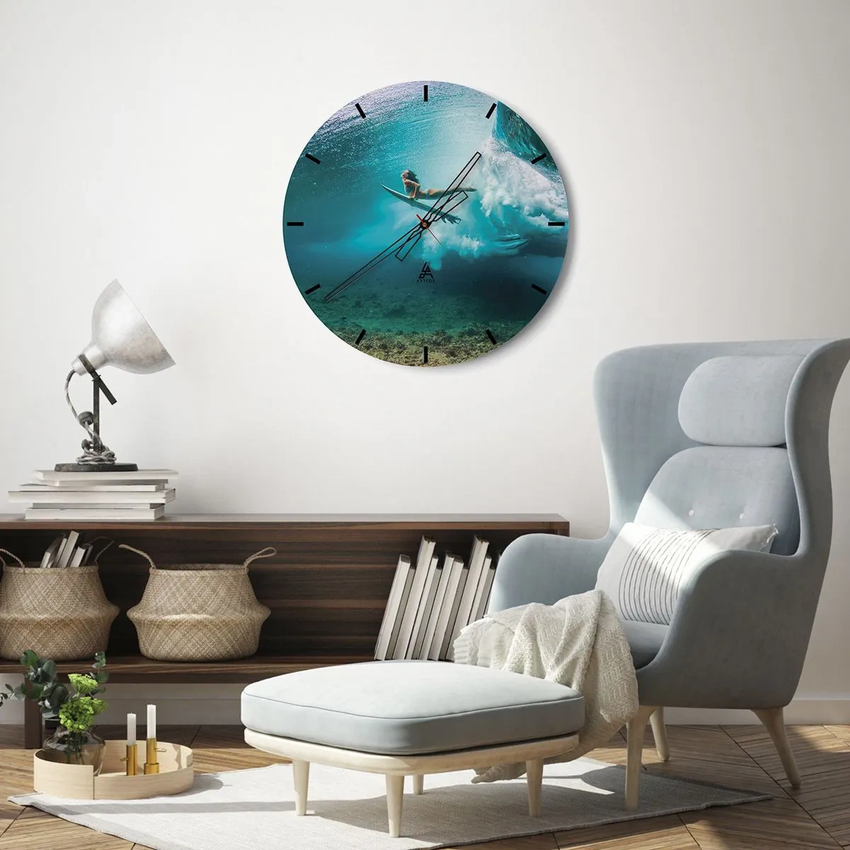 Horloge murale - Pendule murale - Monde sous marin - 40x40 cm