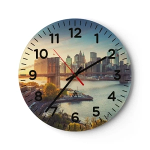 Horloge murale - Pendule murale - L'aube de la grande ville - 30x30 cm