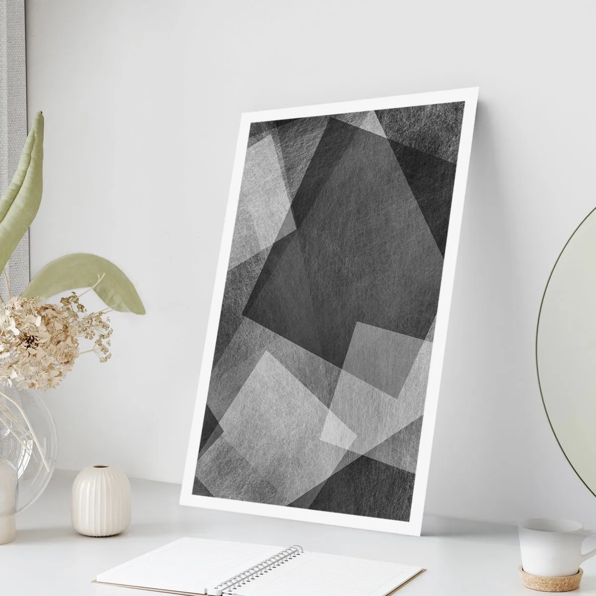 Affiche - Poster - Abstraction en noir et blanc avec des formes géométriques - 50x70cm - Le symbole éternel de durabilité et d'ordre - Décoration murale moderne pour le salon et la chambre ARTTOR