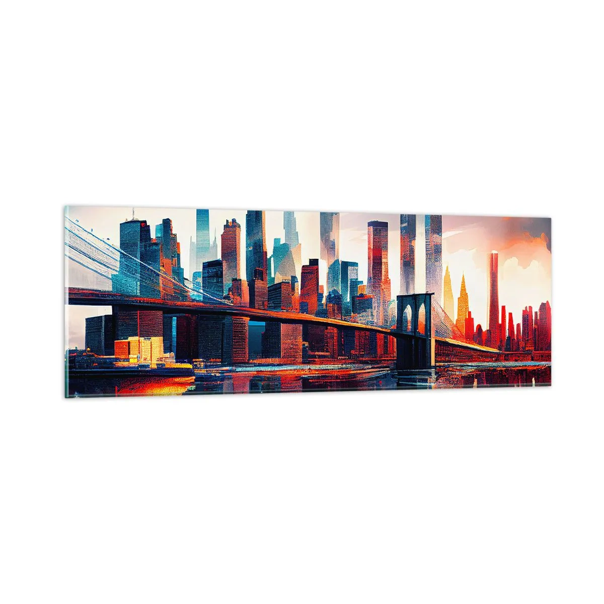 Impression sur verre - Image sur verre - New York onirique - 90x30 cm