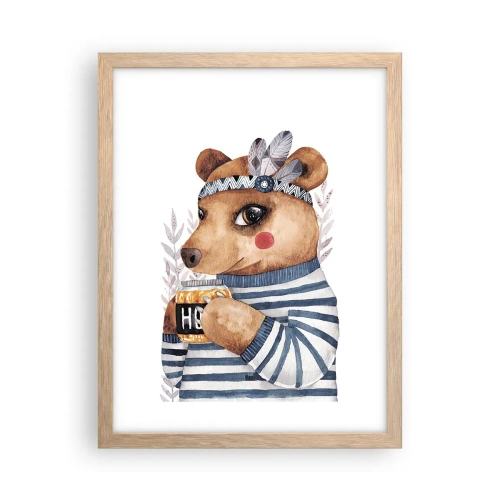 Affiche dans un chêne clair - Poster - Un nounours trop mignon - 30x40 cm