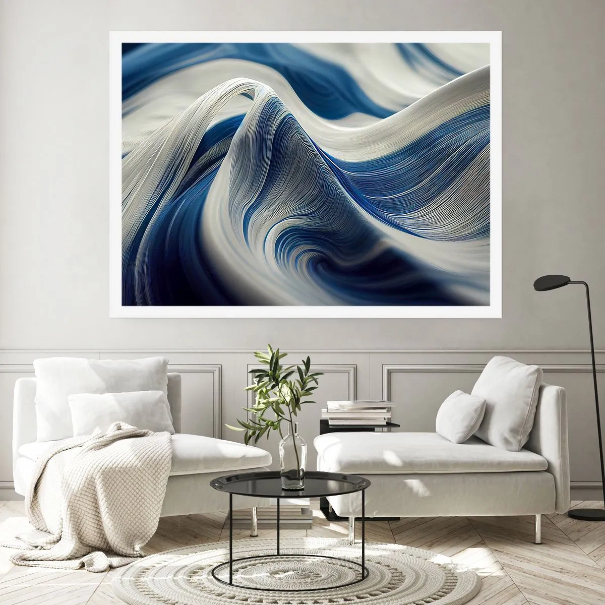 Affiche - Poster - La fluidité du bleu et du blanc - 50x40 cm